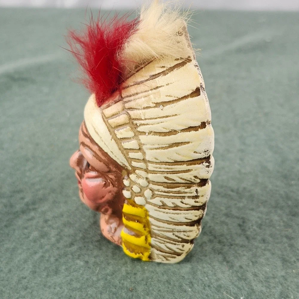RARE Salt &‎ Pepper Shaker Set: Porcelain Indian Heads Almco Made In Japan